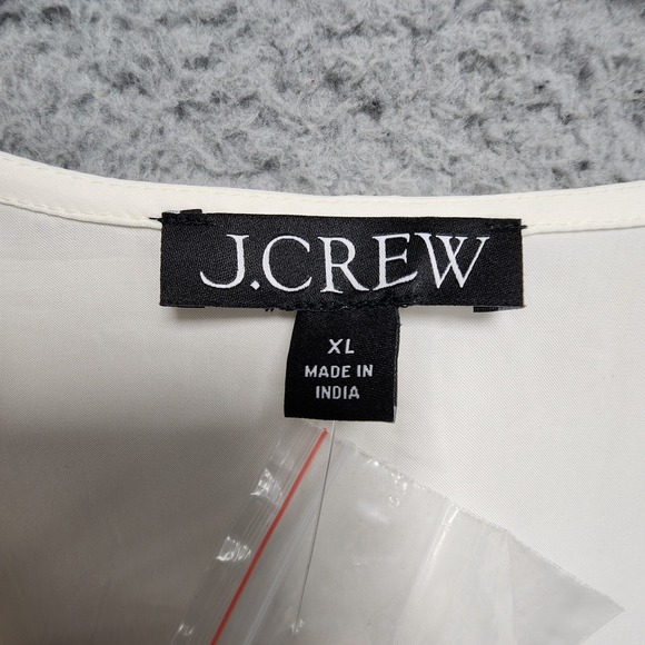 J.Crew Goldie Satin Top Womens XL Ivory White Viscose V-Neck Blouse NEW w/ Tag‎ - Picture 7 of 14